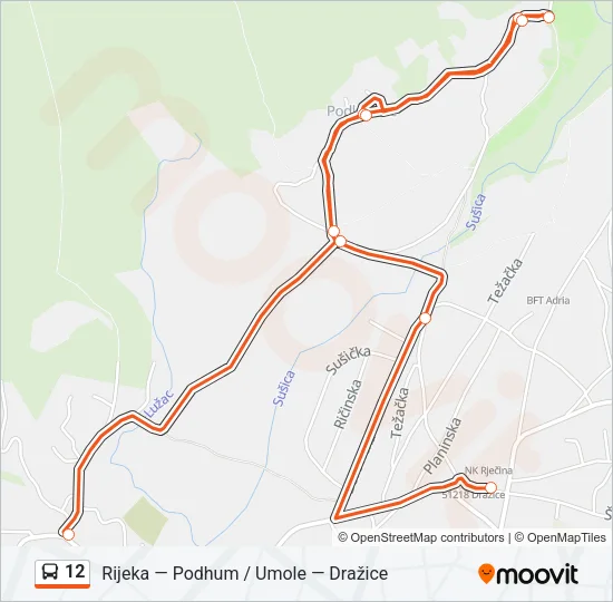 12 Bus Line Map