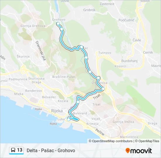 13 Bus Line Map
