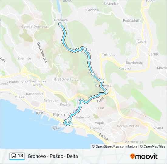 13 Bus Line Map