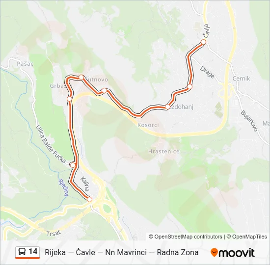 14 Bus Line Map