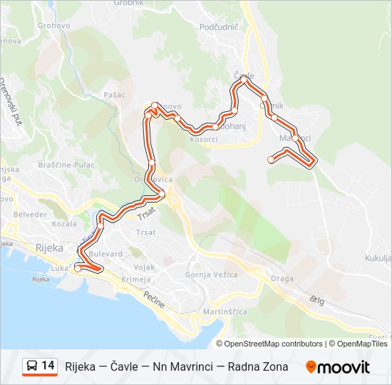 14 Bus Line Map