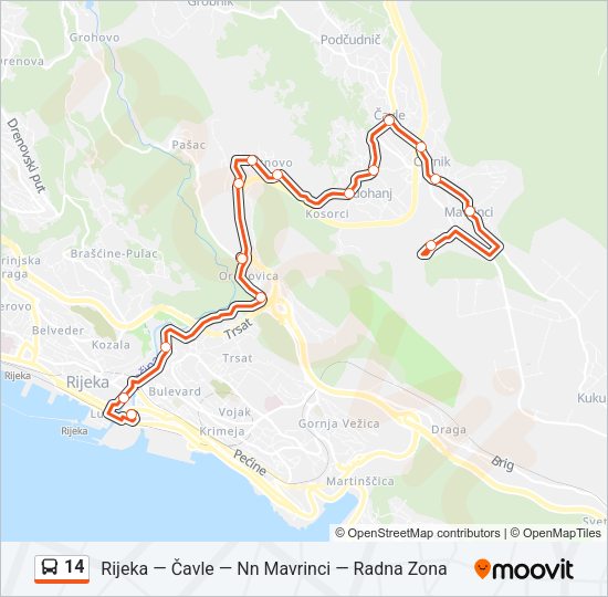 14 Bus Line Map