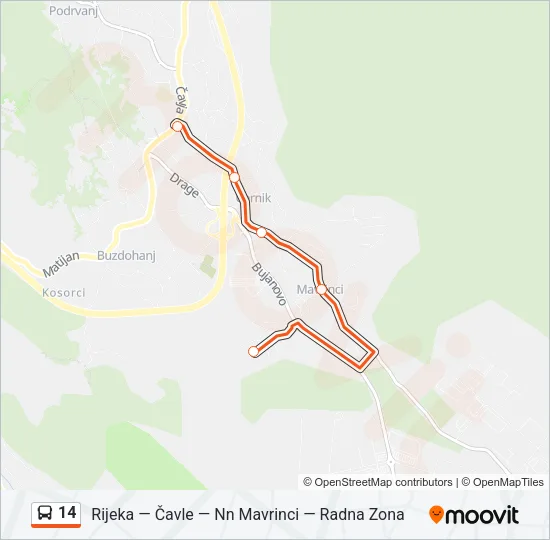 14 Bus Line Map