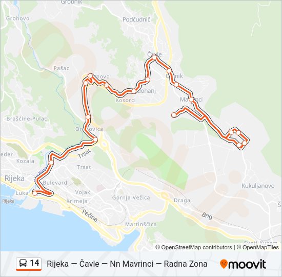 14 Bus Line Map
