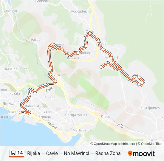 14 Bus Line Map