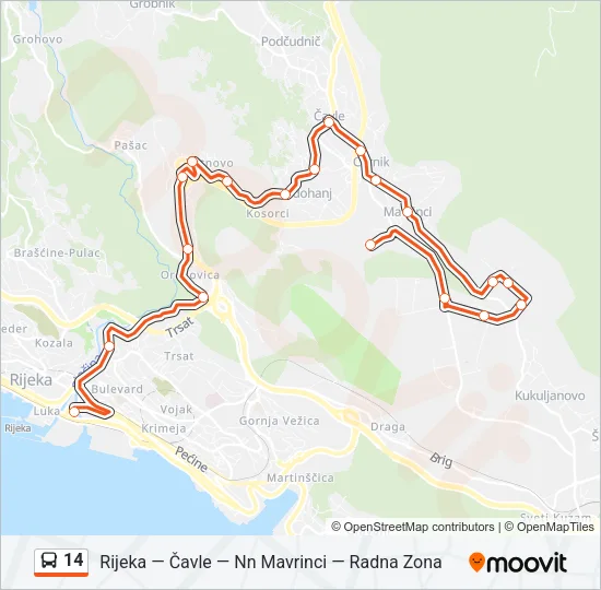 14 Bus Line Map