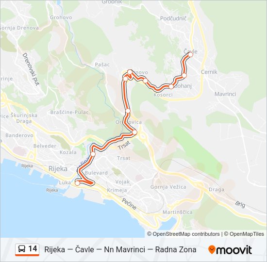 14 autobus karta linije