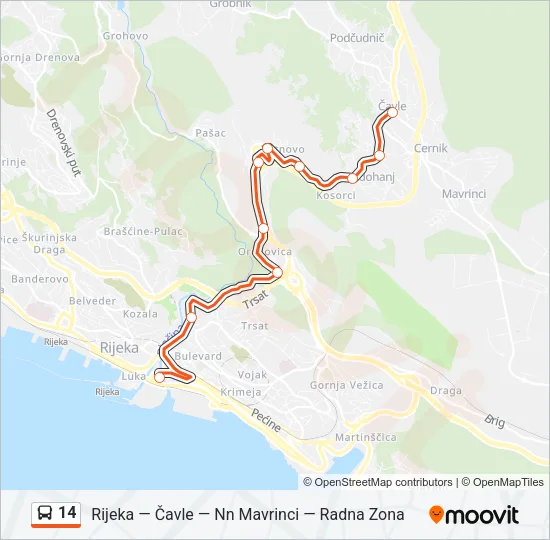 14 Bus Line Map
