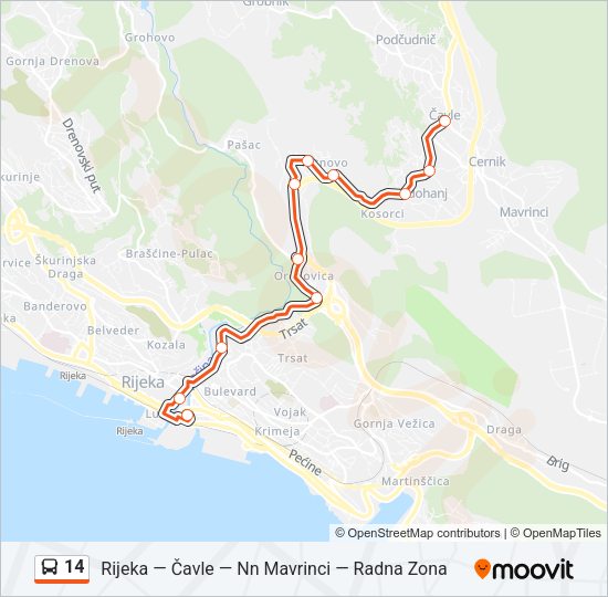 14 Bus Line Map