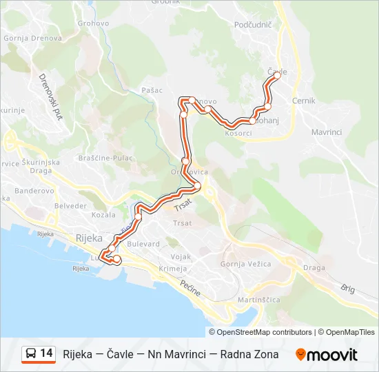 14 Bus Line Map