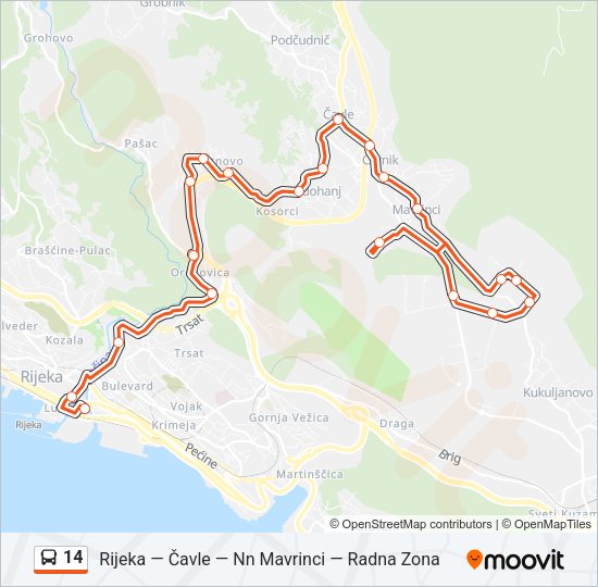 14 Bus Line Map
