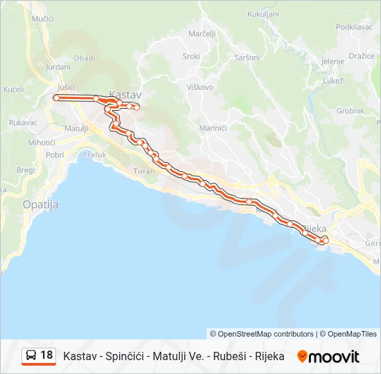 18 Bus Line Map