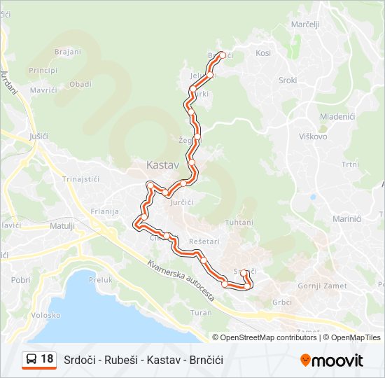 18 Bus Line Map