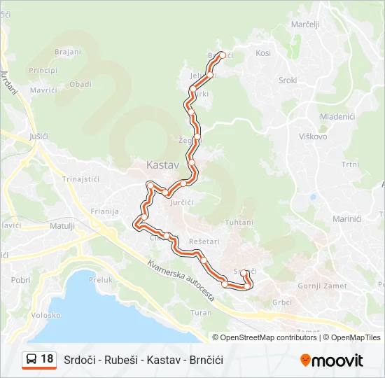 18 autobus karta linije