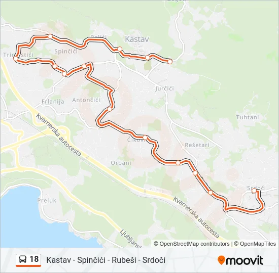 18 Bus Line Map