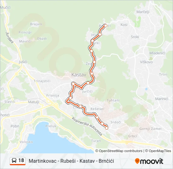 18 Bus Line Map