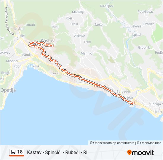 18 autobus karta linije