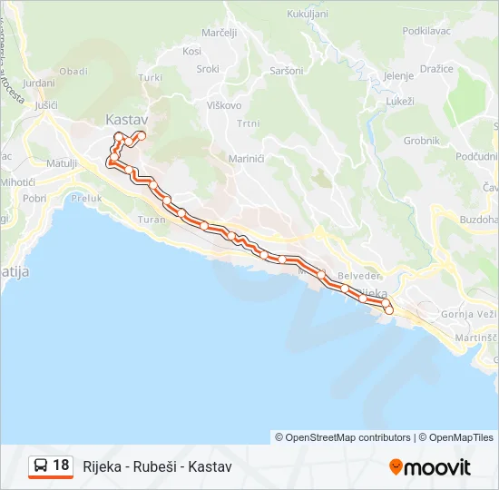 18 Bus Line Map