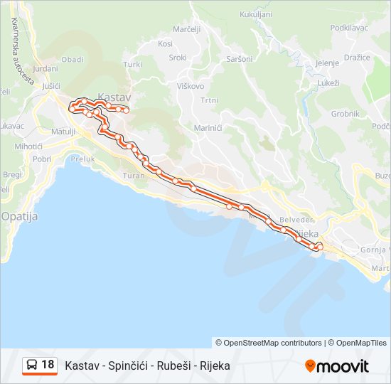 18 Bus Line Map