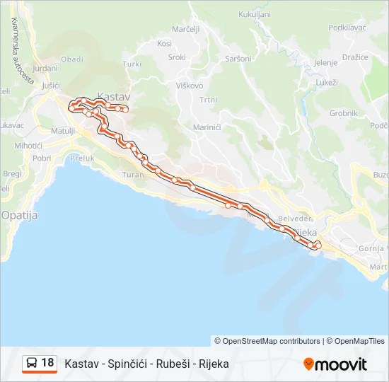 18 Bus Line Map