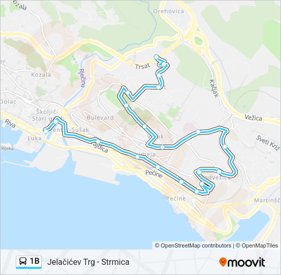 1B Bus Line Map