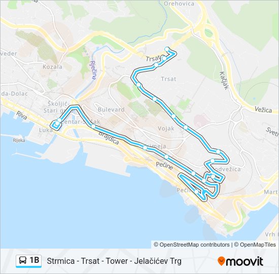 1B Bus Line Map