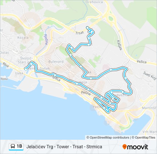 1B Bus Line Map