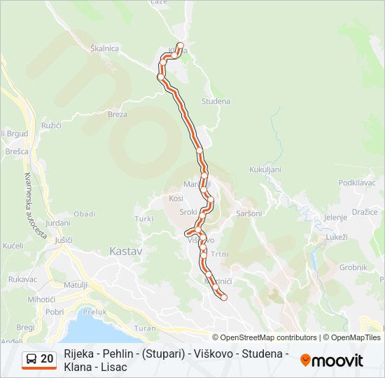 20 Bus Line Map