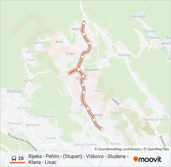 20 Bus Line Map
