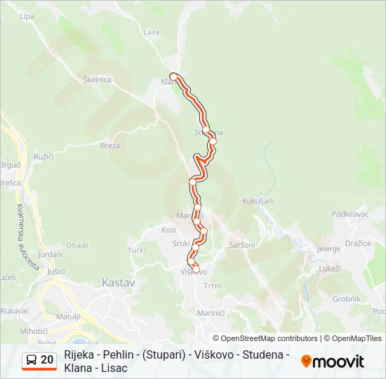 20 autobus karta linije