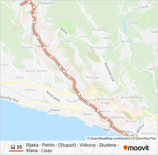 20 Bus Line Map