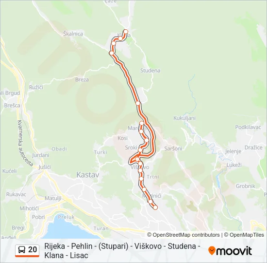 20 autobus karta linije