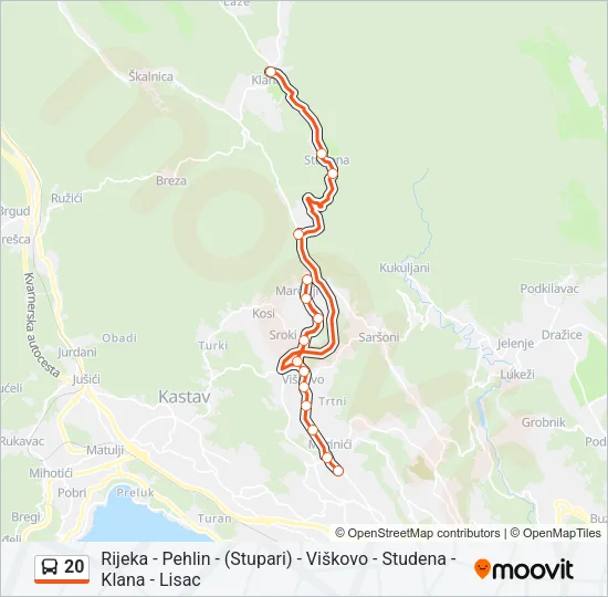 20 autobus karta linije