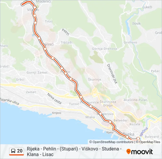 20 Bus Line Map