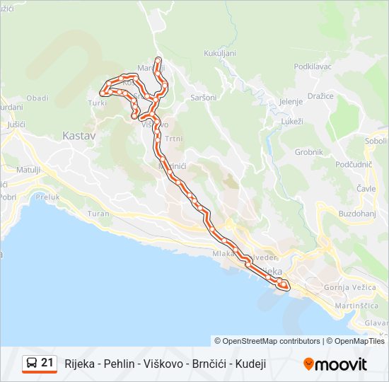 21 Bus Line Map