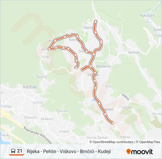 21 autobus karta linije