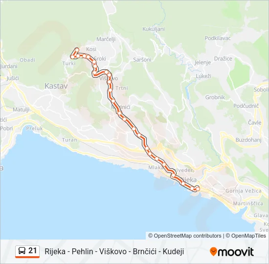 21 Bus Line Map