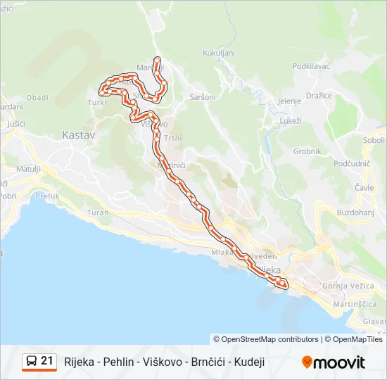 21 Bus Line Map