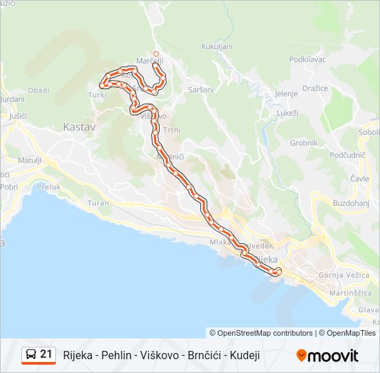 21 Bus Line Map