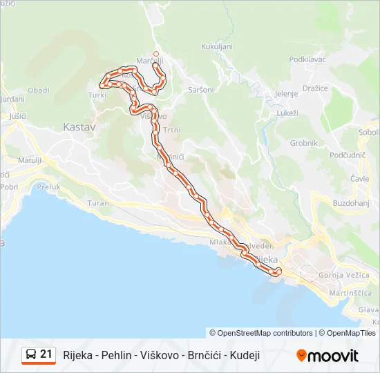 21 Bus Line Map