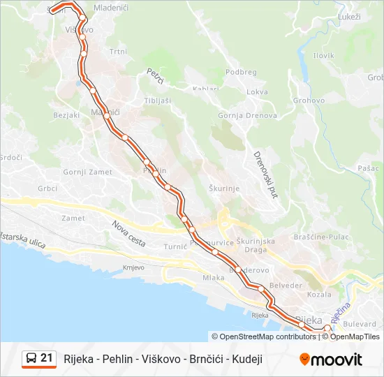 21 autobus karta linije