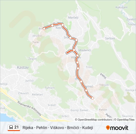 21 Bus Line Map