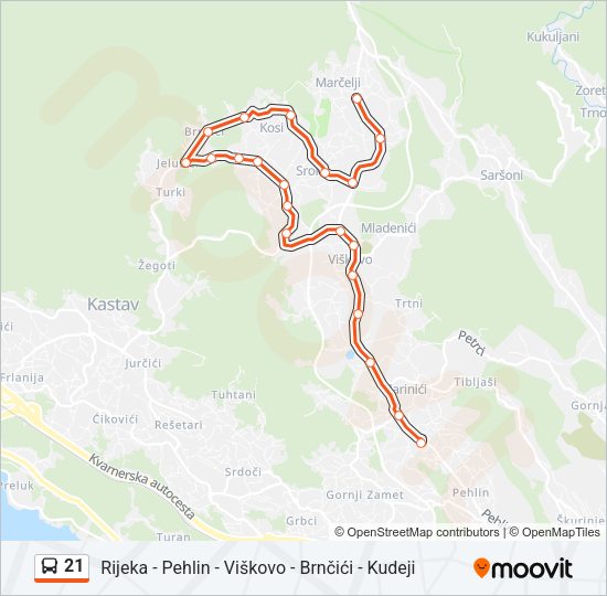 21 Bus Line Map