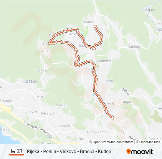 21 Bus Line Map