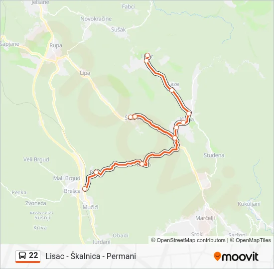 22 autobus karta linije