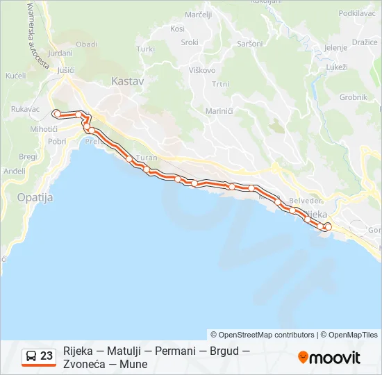 23 Bus Line Map