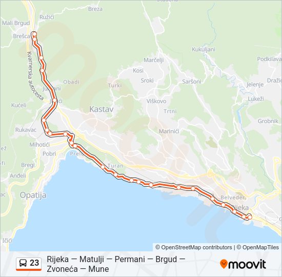 23 Bus Line Map