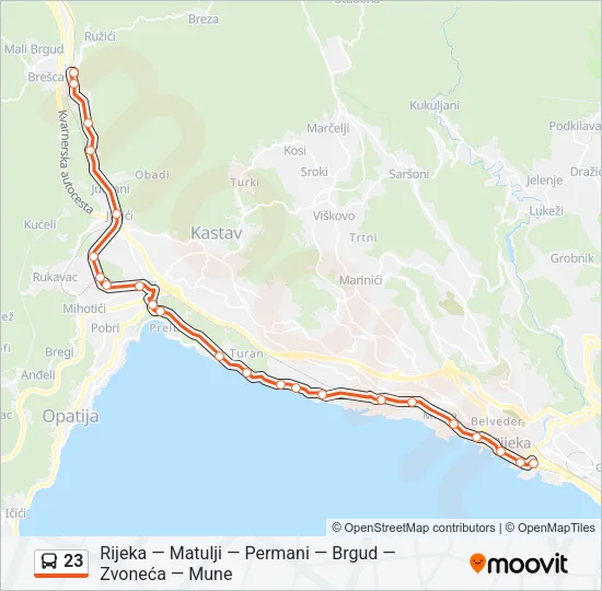 23 Bus Line Map