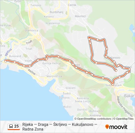 25 Bus Line Map