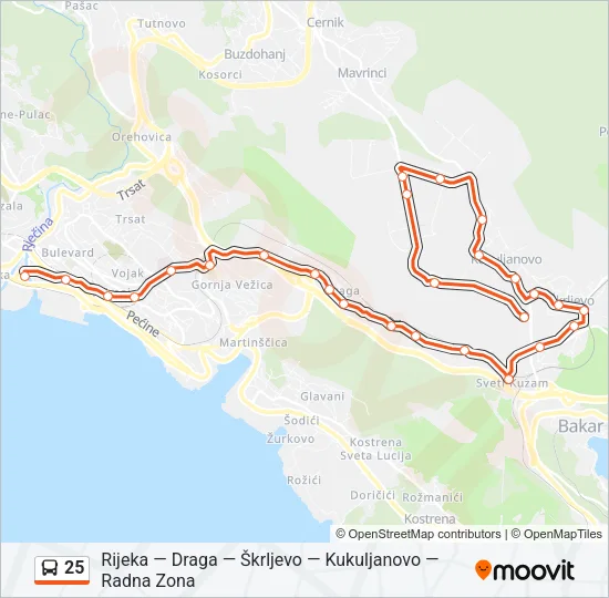25 Bus Line Map